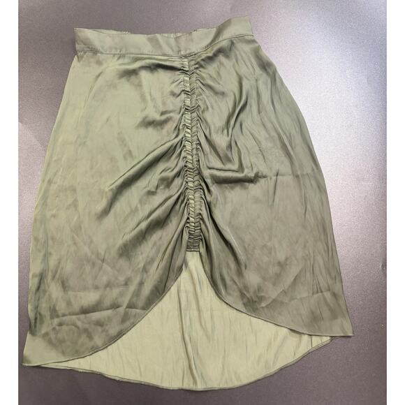 Zadig & Voltaire‎ NWOT Women's High Waisted Ruched Green Khaki Skirt Size 34 - Picture 2 of 6